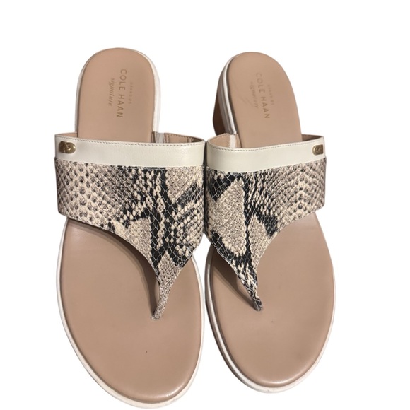 Cole Haan Snake Print Wedge Sandals, Size 9, Like New, Quiet Luxury - Picture 2 of 6